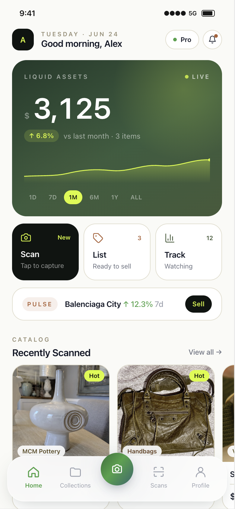Your liquid assets, tracked like a market.